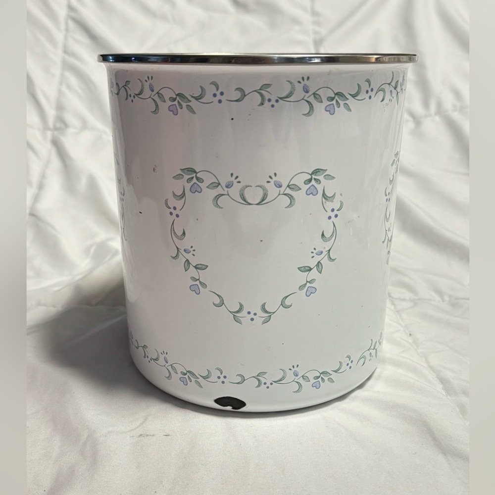 Cornell Enamel Utensil Spoon Holder Unique Floral Heart Scroll Design Thailand - Picture 1 of 9